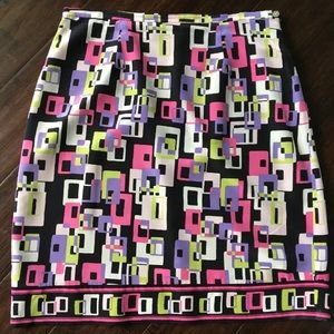 100% Silk 10 Pink Black Purple Mod Pencil Skirt